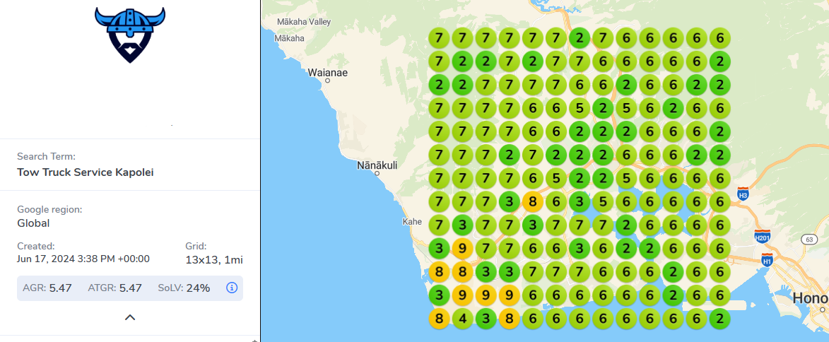 Tow truck geo-grid before optimization